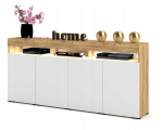 Didelė komoda Luna 4d 180, ąžuolo craft, balta, Led