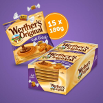 Werther's Original Soft Eclairs, 15 x 180 g, mink&scaron;ti, kreminiai karameliniai saldainiai su skaniu &scaron;okoladiniu kremo įdaru