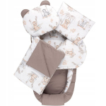 Kūdikio lizdelis su priedais, baltas - rudas