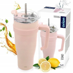 Termo puodelis Orion 1.2l plieninis rožinis su rankena