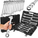 Reketinių kombinacinių veržliarakčių rinkinys lagaminėlyje KD11305, 13 vnt., 8-32 mm