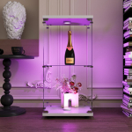Vitrina su LED ap&scaron;vietimu, 43x37x86 cm, Balta