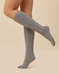 Moteri&scaron;kos pusilgės kojinės su vilna/pilkos