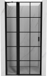 Mexen Mist kairiosios pusės atveriamos du&scaron;o durys 100 cm, juodos grotelės, juodos - 8A4-100-000-70-77-L, 100x200 cm