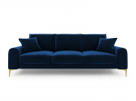 Keturvietė sofa Mazzini Sofas Madara, mėlyna/auksinės spalvos