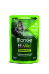 Monge Bwild Cat Pouches Grain Free suaugusioms sterilizuotoms katėms su &scaron;erniena ir daržovėmis, 85 g