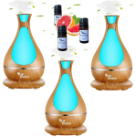 Rinkinys - 3 Aromaterapijos Difuzoriai VONIVI Style 400 ml + 3 Rožinių Greipfrutų Eteriniai Aliejai