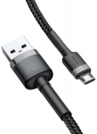 Kabelis USB microUSB 1M, juodai pilkas