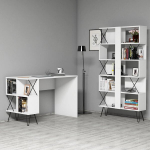 Ra&scaron;omasis stalas su knygų lentyna Kalune Design 845 (IV), baltas/juodas