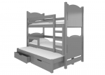 Dviauk&scaron;tė lova Adrk Furniture Leticia, 180x75/172x75 cm, pilka