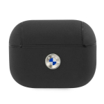 BMW - BMW BMAPSSLBK AirPods Pro dėklas, juodas, Geniune odinis, sidabro spalvos, juodos spalvos, su logotipu