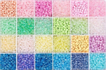 Stiklinių apvalių karoliukų (biserio) 6/0 RainBow&reg; 24 pastelinių spalvų po 10 g rinkinys