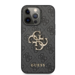 GUHCP13L4GMGGR Guess PU 4G Metal Logo Case, skirtas iPhone 13 Pro, pilkas