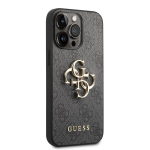 Guess PU 4G Metal Logo Case skirtas iPhone 14 Pro Max, pilkas