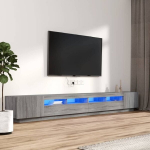 TV spintelių komplektas su LED, Mediena, 3 dalių, pilka ąžuolo spalva