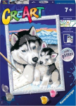 Tapyba pagal skaičius Ravensburger Cute Huskies, 27x20 cm