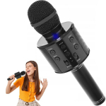 Karaoke mikrofonas su garsiakalbiu vaikams, juodas