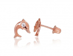 Auksiniai auskarai moterims Diamond Sky "Dolphin's Love II" DS02A632