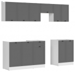 7-ių dalių virtuvės baldų komplektas Junona Line, pilkas/baltas