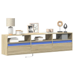 Sieninė tv spintelė su led lemputėmis, ąžuolo, 180x31x45cm