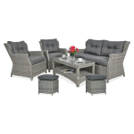 Lauko baldų komplektas TRIVENTO 2 + su pufais, Stone Grey