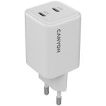 Įkroviklis ne&scaron;iojamam kompiuteriui CANYON kroviklis CU45CC GaN 45W 2xPD ES baltas, CANYON charger CU45CC GaN 45W 2xPD EU White CNS-CUW45CC