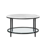 Apvalus kavos staliukas, 80x80x45cm, baltas