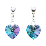Sidabriniai auskarai moterims DiamondSky &bdquo;Romantic Heart II (Vitrail Light)&ldquo; su Swarovski kristalais DS03A156