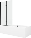 Vonia Mexen Cube su apdaila ir stiklo sienele, 170x80 cm + 100 cm (II), White+Black/Transparent