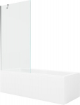 Vonia Mexen Cubik su apdaila ir stiklo sienele, 170x70 cm + 90 cm, White+Chrome/Transparent