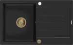 Granitinė virtuvinė plautuvė Mexen Bruno su sifonu, Black+Gold, 795 x 495 mm