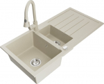 Granitinė virtuvinė plautuvė Mexen Andres su mai&scaron;ytuvu ir sifonu, Beige