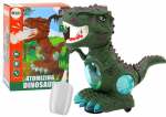 &Scaron;okantis dinozauras su garso, &scaron;viesos ir dūmų efektais Lean Toys, žalias