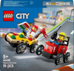 60458 LEGO&reg; City Picų i&scaron;vežiojimo ir ugniagesių lenktyninių automobilių pakuotė