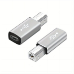 USB C į USB B adapteris, MIDI sąsajos keitiklis (2 vnt.),  Sidabrinė pilka