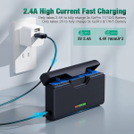 Tellyee 3-jų Lizdų Įkroviklis GoPro Baterijoms.