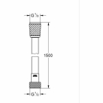 Du&scaron;o fleksibilus - GROHE - 287412432 - 1,5 m - VitalioFlex Trend - Matinė juoda