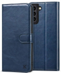 Dėklas Su Atvartu Ir Kortelių Lizdu, Skirtas "Samsung Galaxy S21 Plus", Tamsiai Mėlynas
