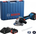 Akumuliatorinis kampinis &scaron;lifuoklis Bosch GWS 18V-8 Professional, 18 V, su 2 akumuliatoriais ir įkrovikliu