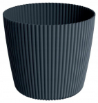 Antracito spalvos puodas 14,6x12,9 cm plastikinis klasikinis Milly Round