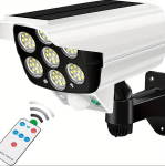 LED &scaron;viestuvas-kameros imitacija su saulės baterija ir judesio davikliu, su nuotolinio valdymo pulteliu, white/black limited edition