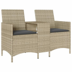 Dvivietė sodo sofa，Lauko sofa su pagalvėlėmis ir staliuku, &scaron;viesiai pilka CFE51081