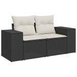 Dvivietė sodo sofa，Lauko sofa su pagalvėlėmis, juodos spalvos, poliratanas CFE35033