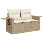 Dvivietė sodo sofa，Lauko sofa su pagalvėlėmis, smėlio spalvos, poliratanas CFE46957