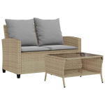 Dvivietė sodo sofa，Lauko sofa su staliuku ir pagalvėlėmis, smėlio spalvos CFE51381