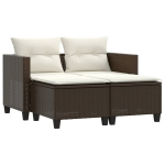 Dvivietė sodo sofa，Lauko sofa su taburetėmis, rudos spalvos, poliratanas CFE27891