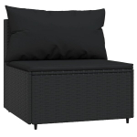 Vidurinė sodo sofos，Lauko sofa dalis su pagalvėlėmis, juoda, poliratanas CFE83157