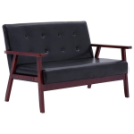 Dvivietė sofa，Poilsio sofa, juodos spalvos, dirbtinė oda CFE41269