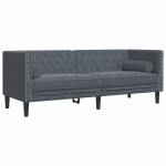Trivietė chesterfield sofa，Poilsio sofa su pagalvėlėmis, pilka, aksomas CFE86395