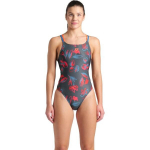 Maudymosi kostiumėlis moterims Arena Floral Lace Plus Back Dark Sage